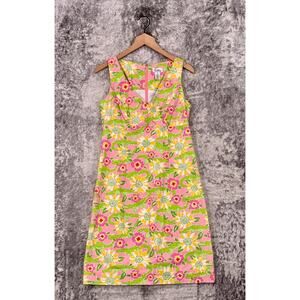 Vintage Lilly Pulitzer Dress 8 Womens Alligator Sunflower Print Sleeveless